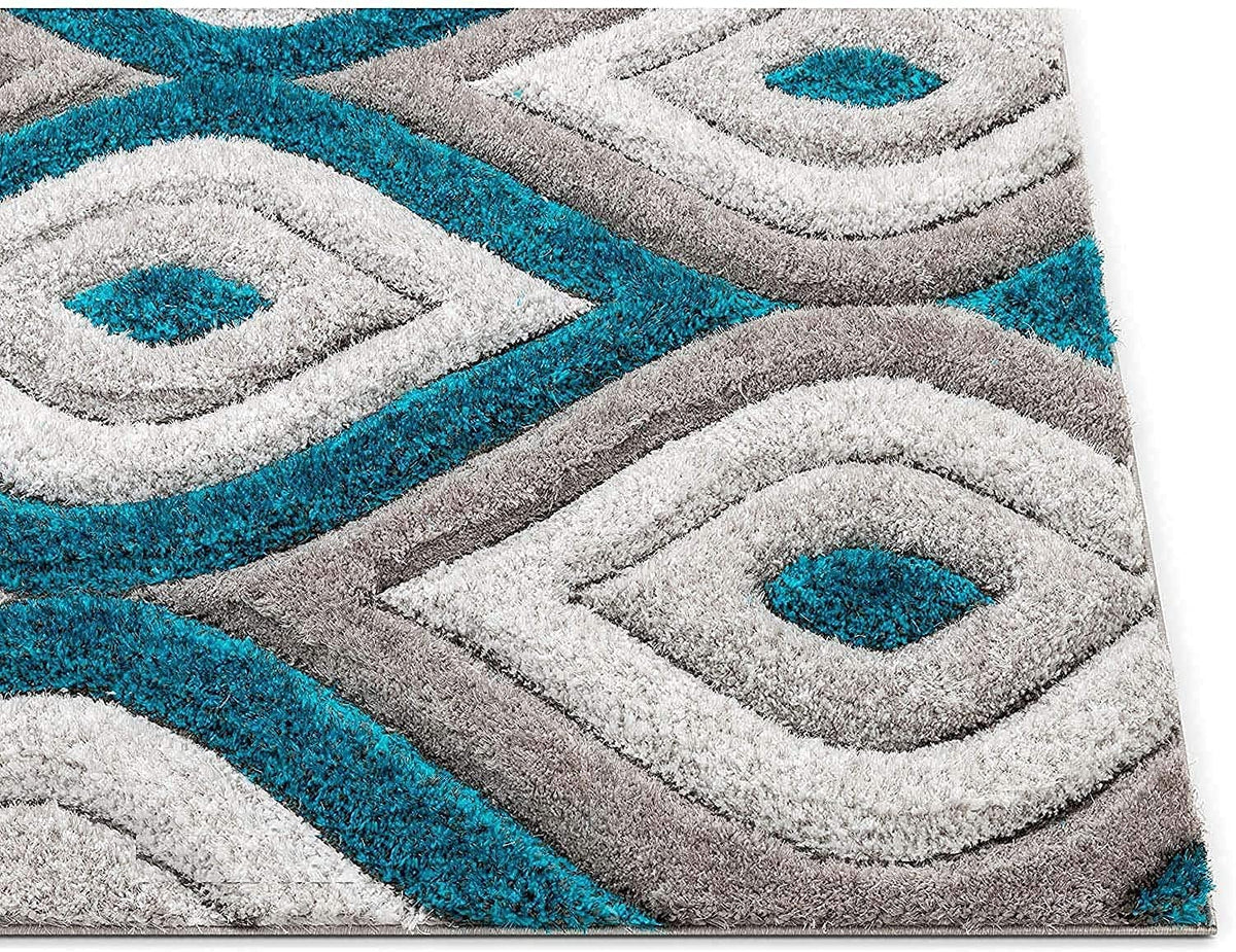 Rectangular Sky Ivory Microfiber Anti Skid Soft Fluffy Area Shaggy Carpet