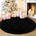 Soft Premium Polyester Black Fluffy Rug | Anti-Skid Small Area Shaggy Carpet
