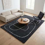 Luxury Abstract Mat High-Pile Polyester Microfiber black Shaggy Carpet