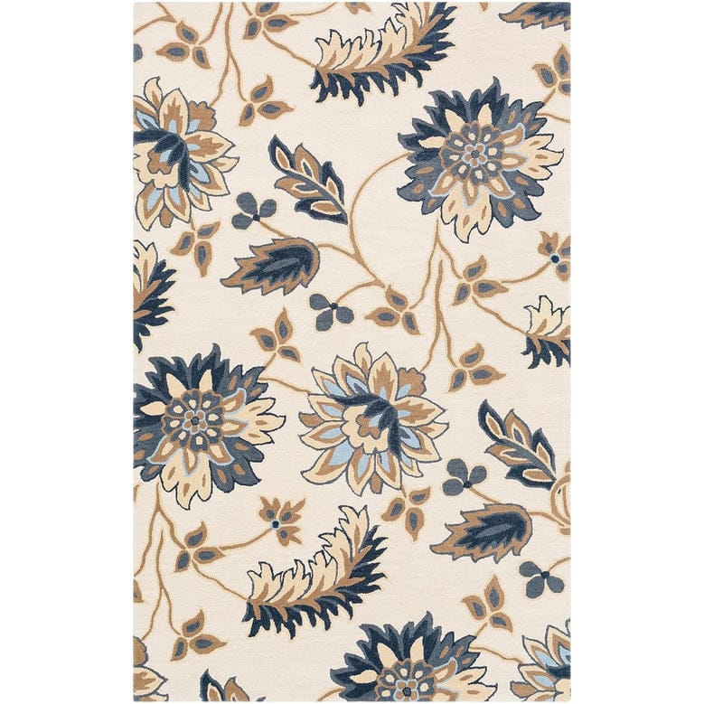 Aura Modern Rug Hand Tufted Blue Floral – 5×8 ft