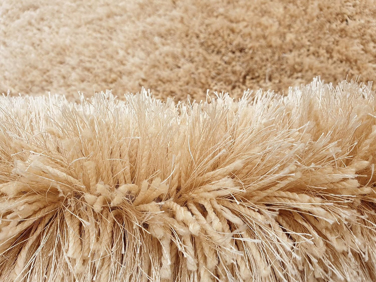 Rectangular Soft Yellow Color Hand woven Plain California Premium Shaggy Carpet