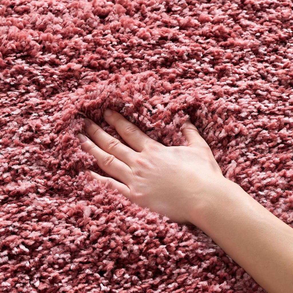 Abstract Area Mat High-Pile Polyester Microfiber Pink Shaggy Carpet