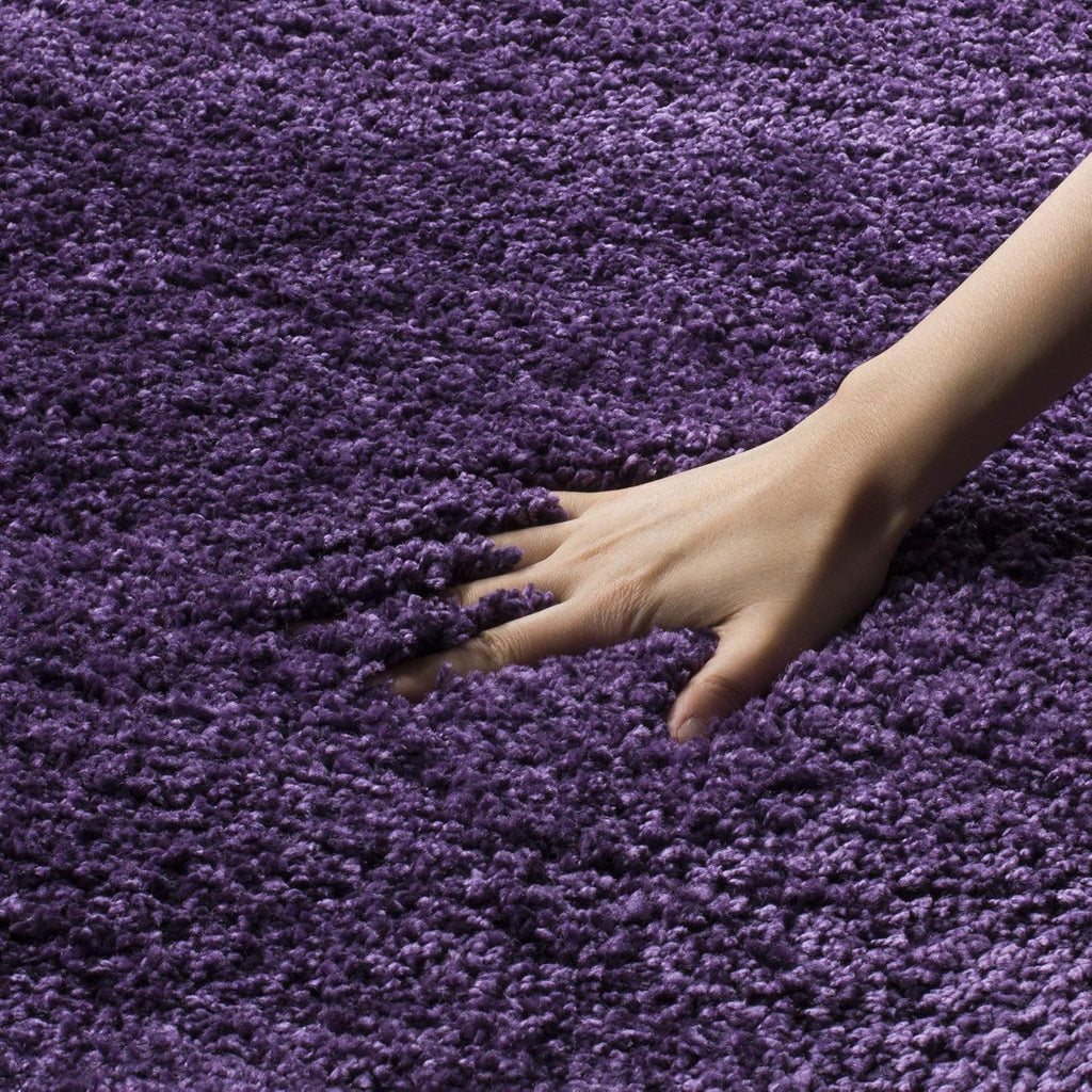 Rectangular Soft Purple Color Hand woven Plain California Premium Shaggy Carpets