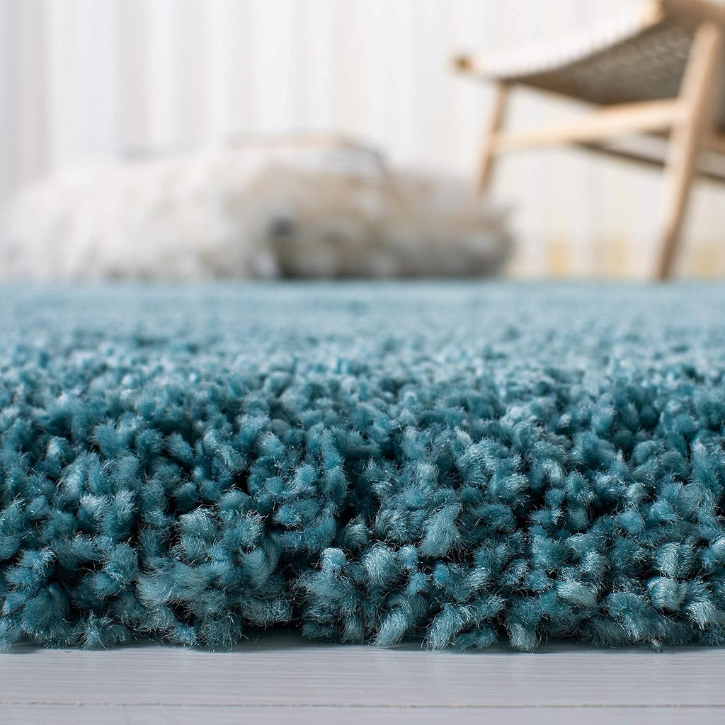 Soft Sky Blue Color Hand woven Plain California Premium Shaggy Carpets