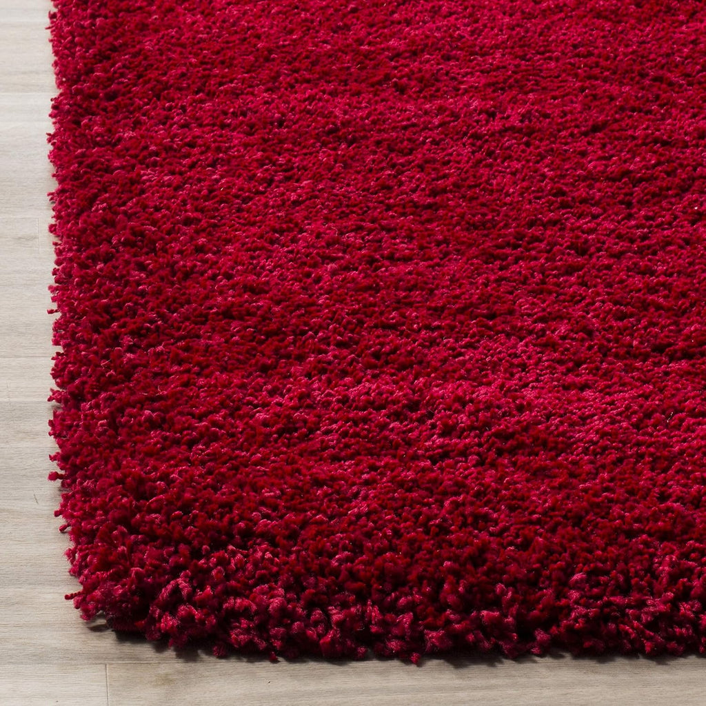 Soft Red Color Hand woven Plain California Premium Shaggy Carpets