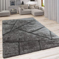 Rectangular Charcoal Grey Microfiber Anti Skid Soft Fluffy Area Shaggy Carpet