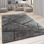 Rectangular Charcoal Grey Microfiber Anti Skid Soft Fluffy Area Shaggy Carpet