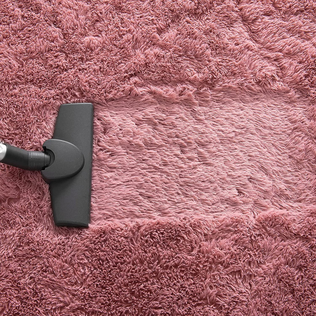 Rectangular Soft Pink Color Hand woven Plain California Premium Shaggy Carpets