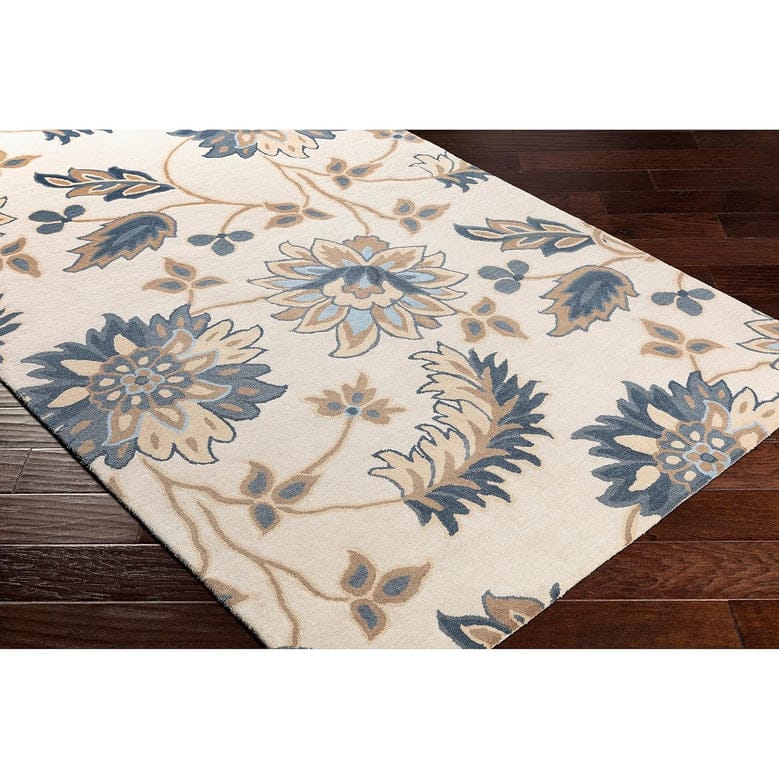 Aura Modern Rug Hand Tufted Blue Floral – 5×8 ft