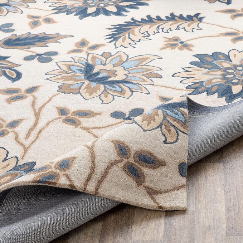 Aura Modern Rug Hand Tufted Blue Floral – 5×8 ft