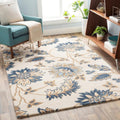 Aura Modern Rug Hand Tufted Blue Floral – 5×8 ft