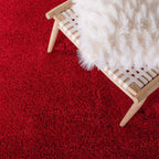 Soft Red Color Hand woven Plain California Premium Shaggy Carpets