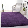 Rectangular Soft Purple Color Hand woven Plain California Premium Shaggy Carpets
