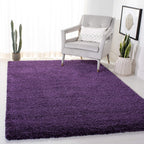 Rectangular Soft Purple Color Hand woven Plain California Premium Shaggy Carpets