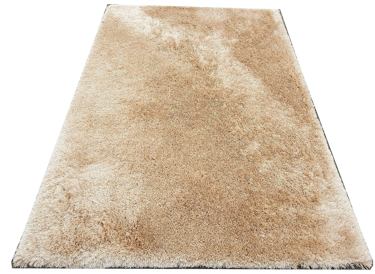 Rectangular Soft Yellow Color Hand woven Plain California Premium Shaggy Carpet