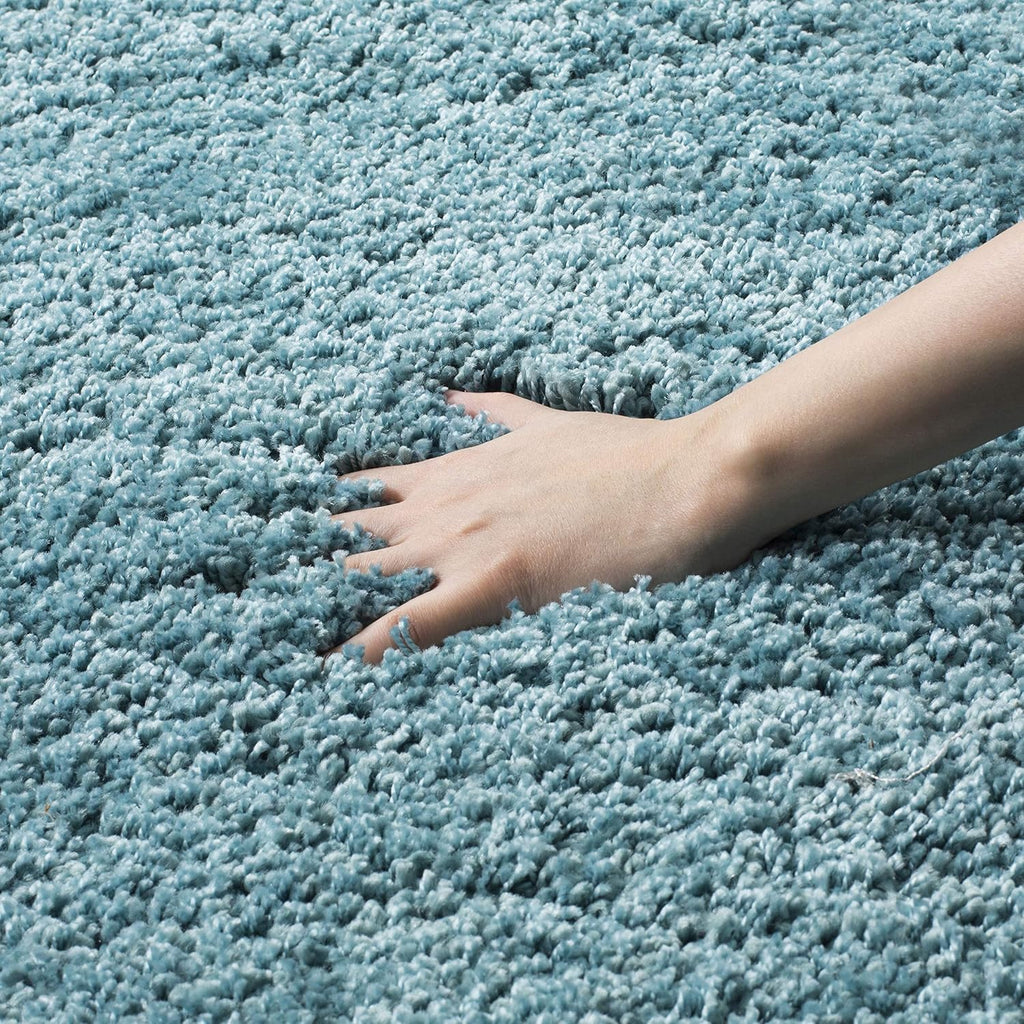 Soft Sky Blue Color Hand woven Plain California Premium Shaggy Carpets