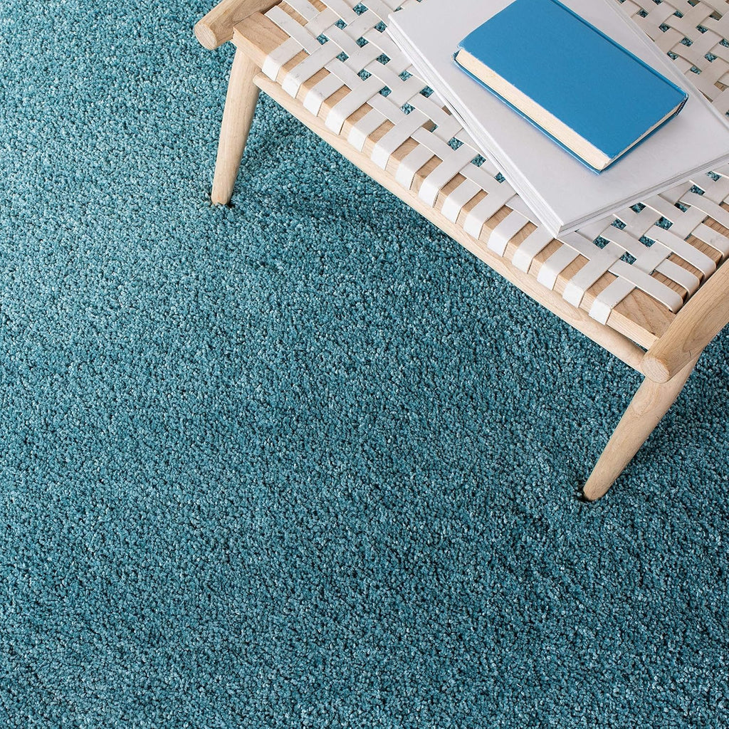 Soft Sky Blue Color Hand woven Plain California Premium Shaggy Carpets