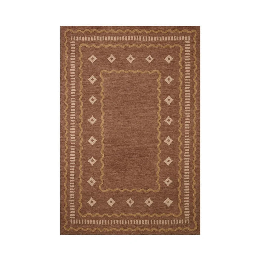 Brown Desert Motif Modern Rug Hand Tufted Carpet