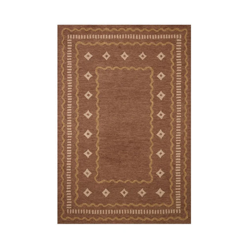 Brown Desert Motif Modern Rug Hand Tufted Carpet