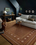 Brown Desert Motif Modern Rug Hand Tufted Carpet