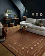 Brown Desert Motif Modern Rug Hand Tufted Carpet