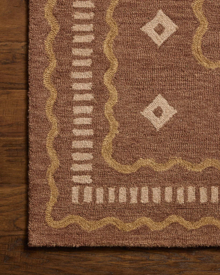 Brown Desert Motif Modern Rug Hand Tufted Carpet