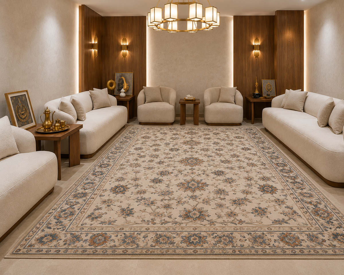Intricate Floral Oriental Rug in Cozy Interior