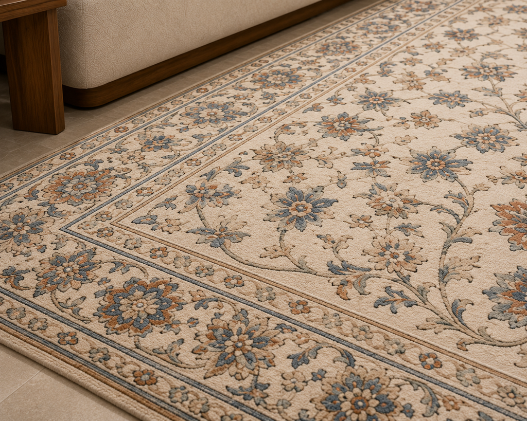 Intricate Floral Oriental Rug in Cozy Interior