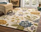 Textured Floral Rug on Wooden Floor Hand Tufted Carpets