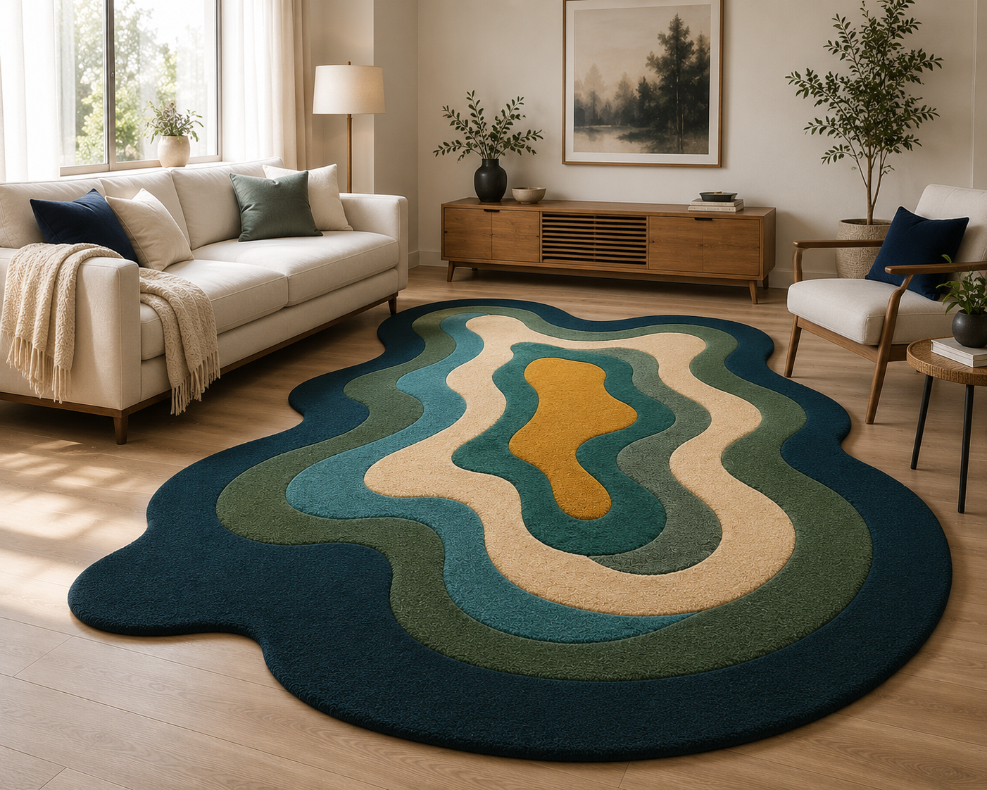 Abstract Wavy Contour Hand Tufted Carpet & rugs