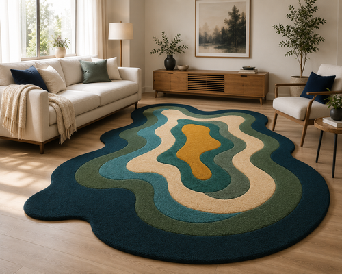 Abstract Wavy Contour Hand Tufted Carpet & rugs