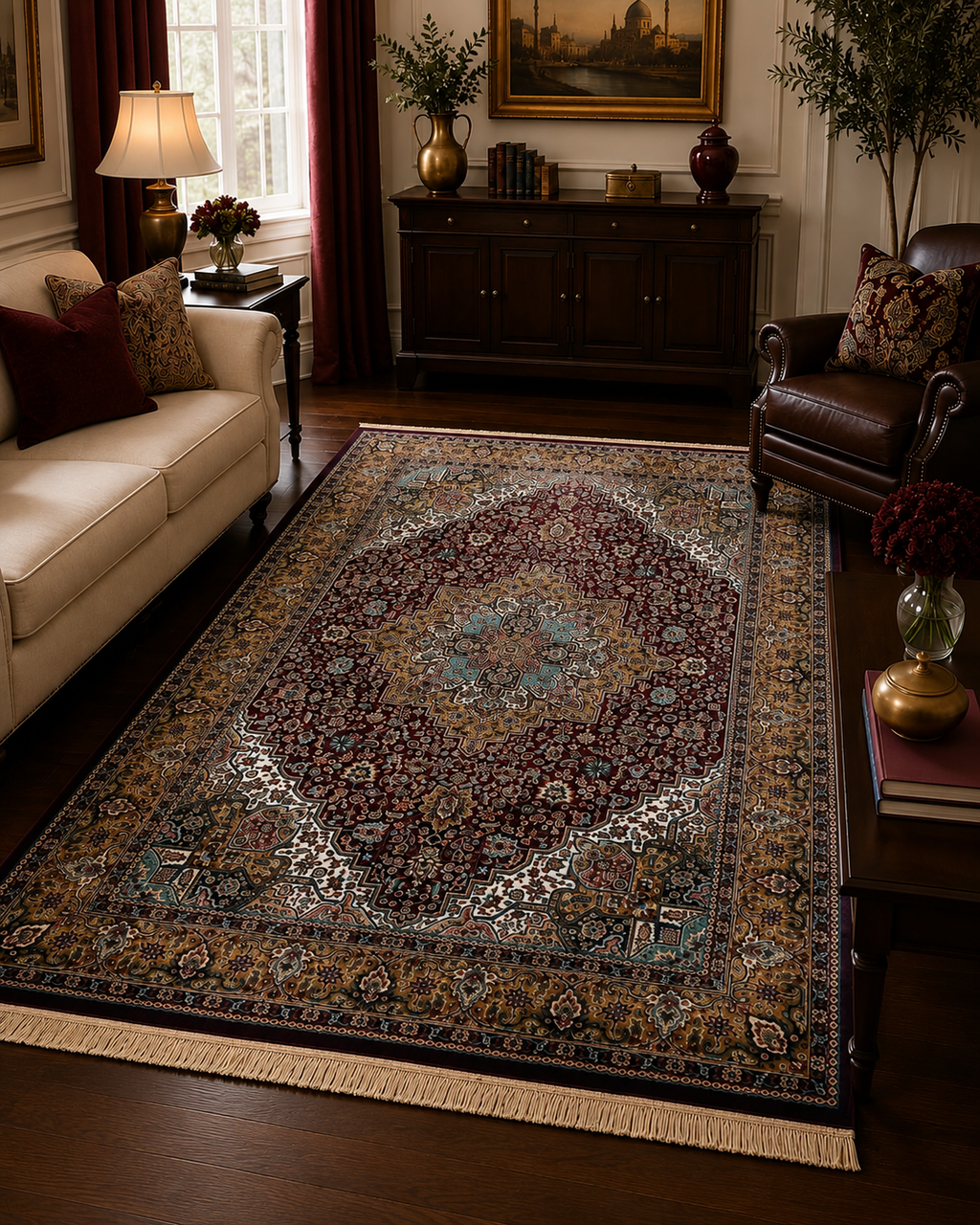 Royal Burgundy Persian Medallion Rug