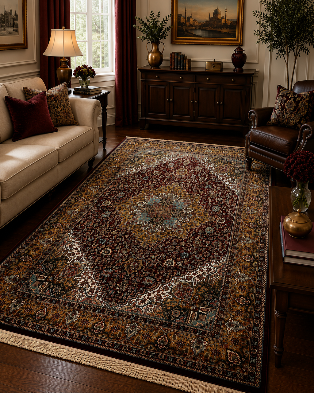 Royal Burgundy Persian Medallion Rug