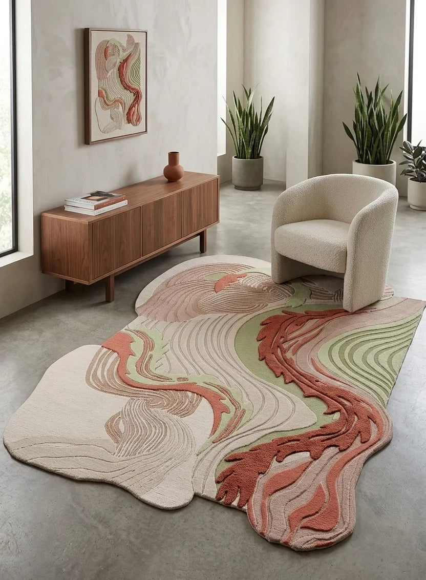 Coral Stream Organic Rug Hand Tufted Carpet