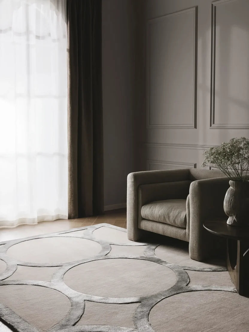 Halo Grid Designer Silk Rug Hand Tufted Carpets