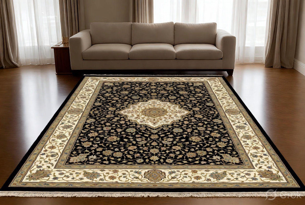 Floral borders in ivory Persian Medallion Carpets & Rugs