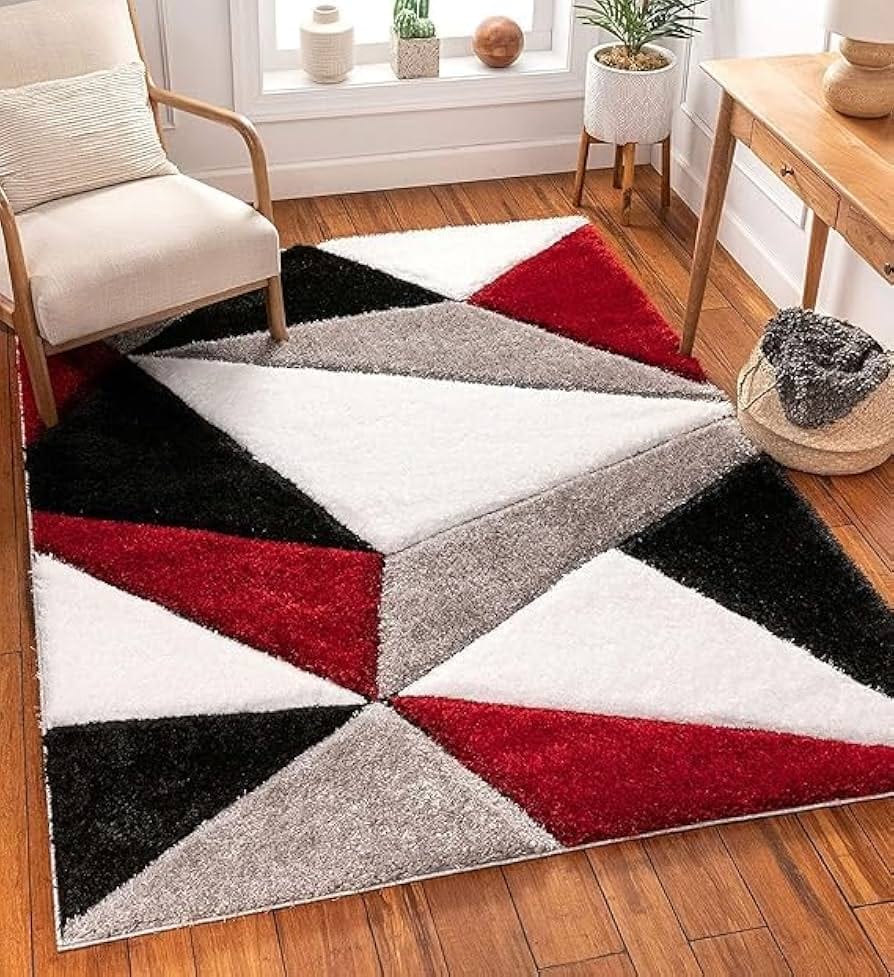 Apex Geometric Shaggy Rugs Carpets