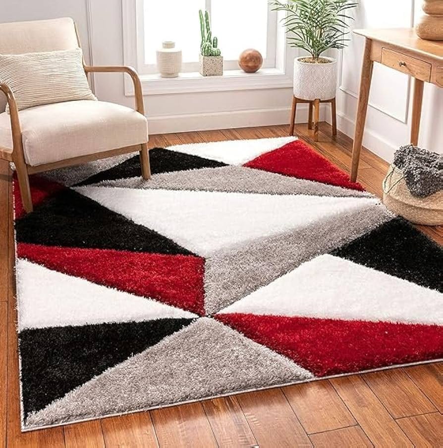 Apex Geometric Shaggy Rugs Carpets