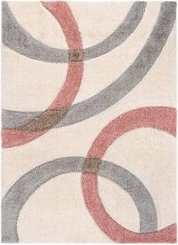 Soft Curves Blush Shaggy Carpets & Rugs