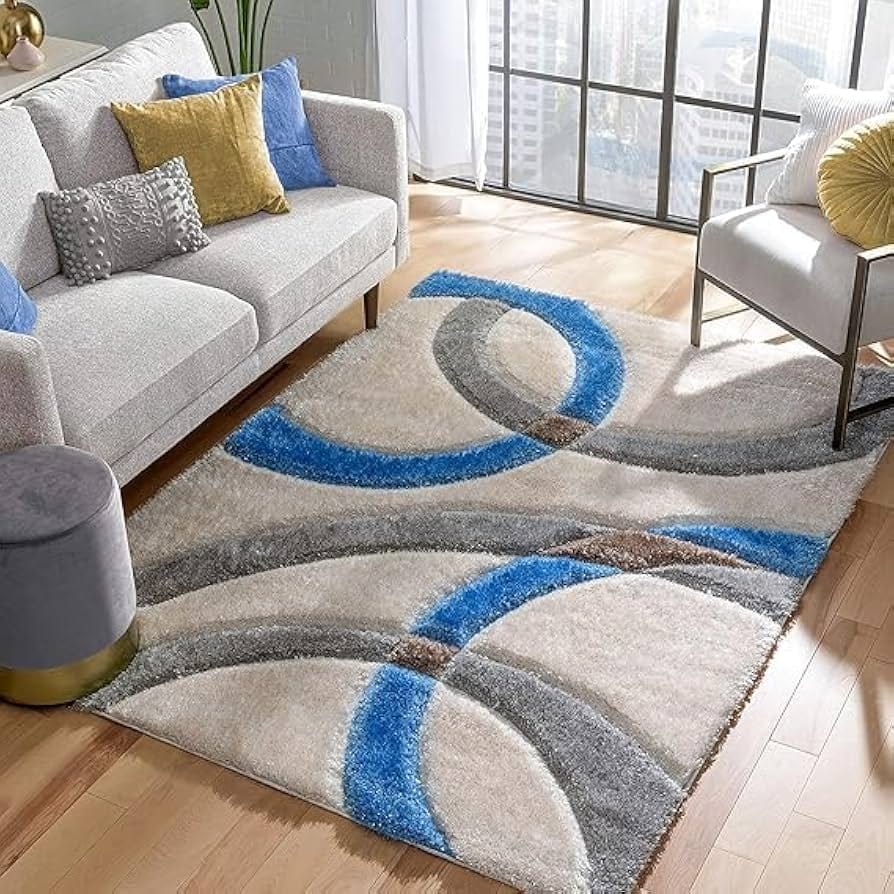 Soft Ocean Arc Plush Shaggy Carpets & Rugs