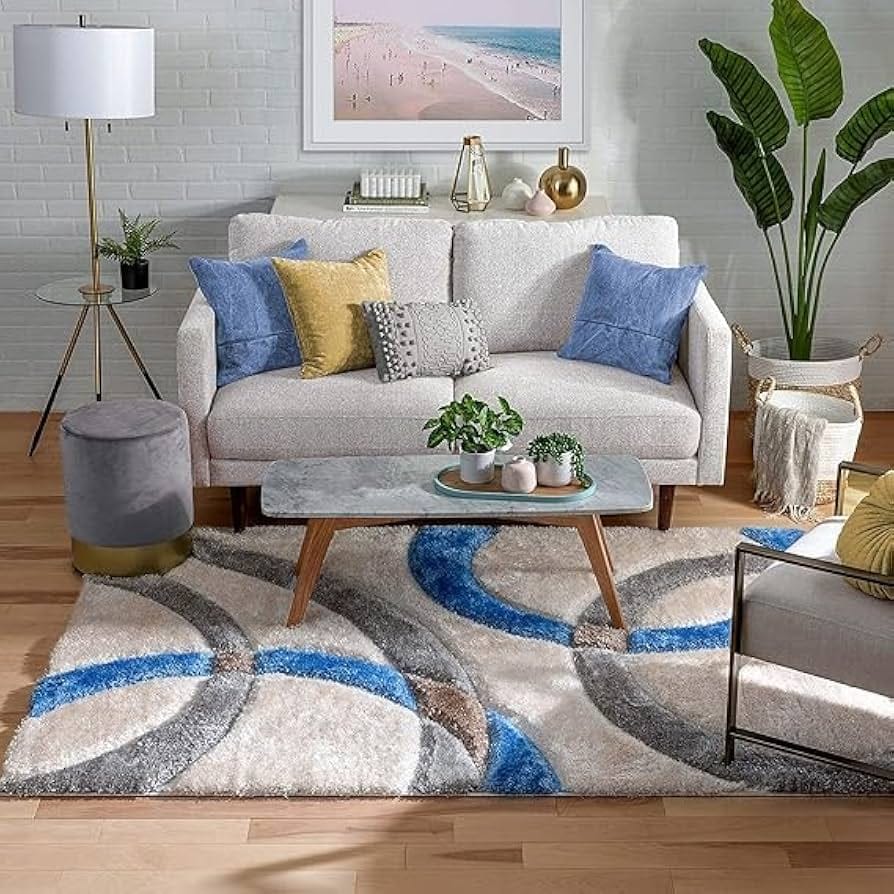 Soft Ocean Arc Plush Shaggy Carpets & Rugs