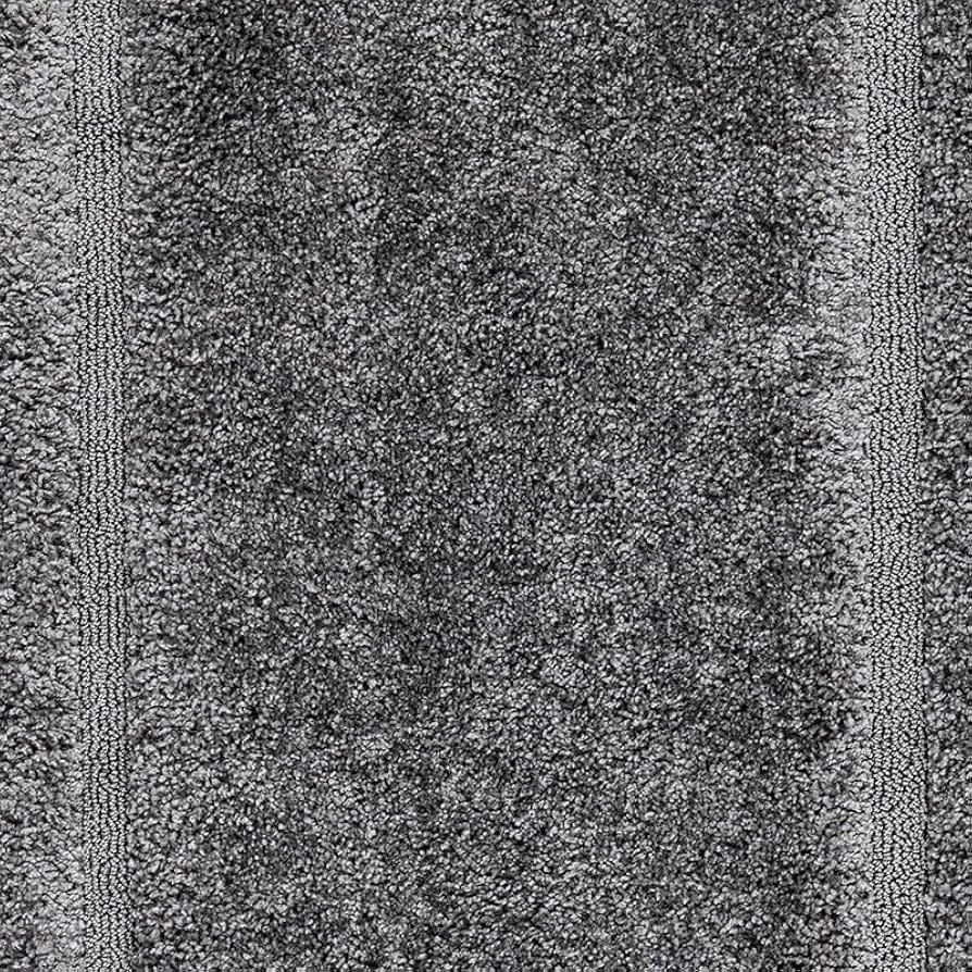 Layered Border Charcoal Concentric Rectangle Plush Shaggy Carpets & Rugs