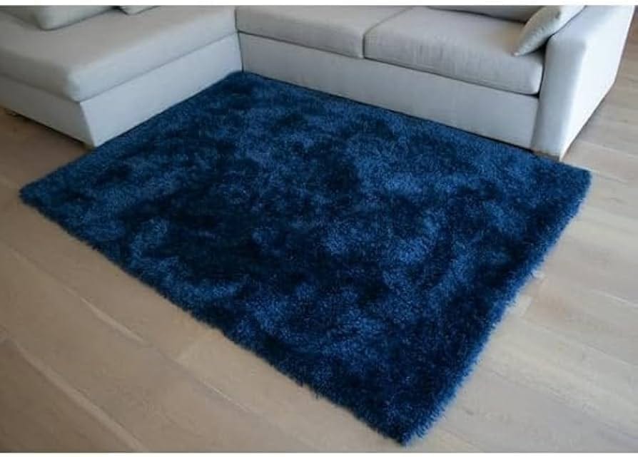 Azure Cloud Deep Blue Plush Shaggy Carpets & Rugs