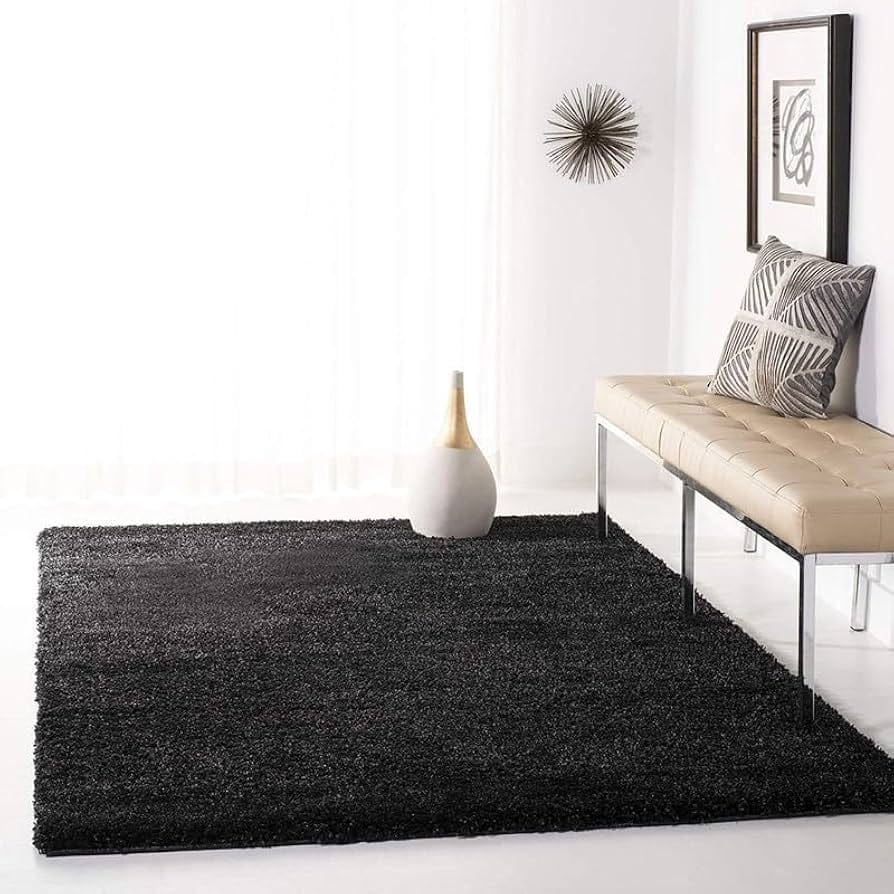 Luxe Black Cloud Obsidian Plush Shaggy Carpets & Rugs