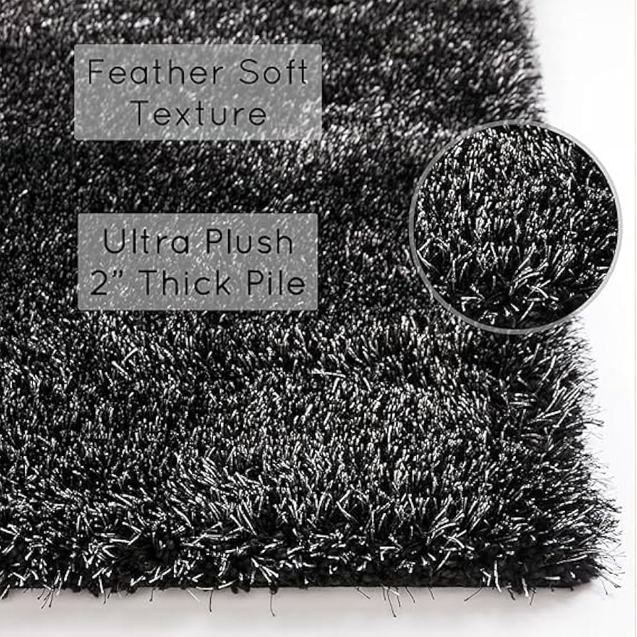 Obsidian Plush Shadow Fluffy Area Shaggy Carpets & Rugs