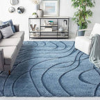 Blue Ripple Abstract Soft Waves Azure Shaggy Carpets & Rugs