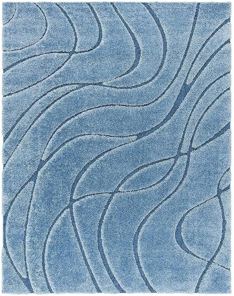 Blue Ripple Abstract Soft Waves Azure Shaggy Carpets & Rugs