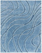 Blue Ripple Abstract Soft Waves Azure Shaggy Carpets & Rugs
