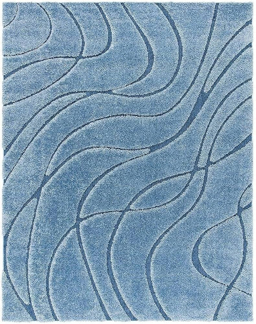 Blue Ripple Abstract Soft Waves Azure Shaggy Carpets & Rugs