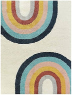 Rainbow Arc Sunset Curves Plush Multi-Tone Wave Shaggy Carpets & Rugs